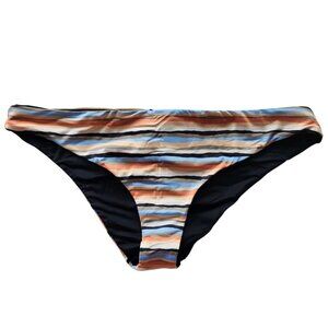 Prana Gemma Bikini Bottom Women's Size Large Reversible Black Water Stripe NWT